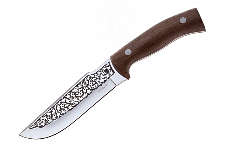 Нож Бекас-2 AUS-8, клинок-полировка, рукоять-дерево, ножны-кожа (011101) (ПП)