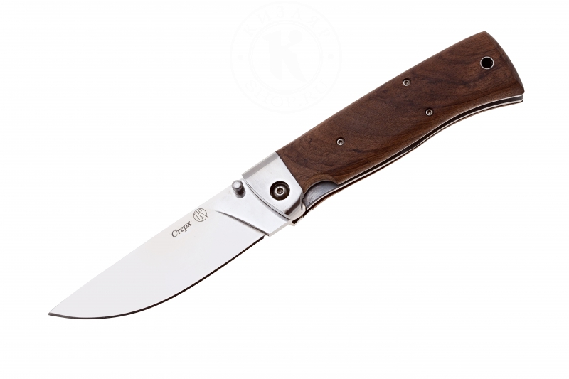 Нож складной Стерх AUS-8, клинок-полировка, рукоять-дерево, стальные претины (011110) (ПП)