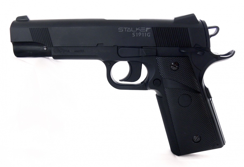 Пневмат. пистолет Stalker S1911G, клб. 4,5мм. (аналог Colt 1911) пластик, 120м/с, +250шар.