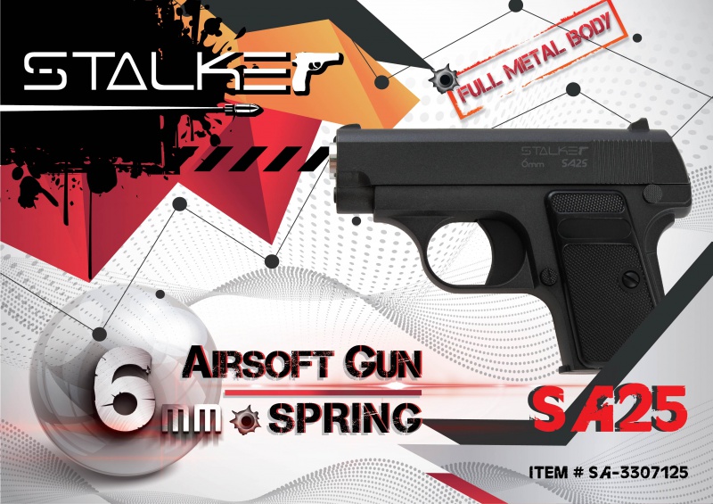 Пневмат. пистолет Stalker SA25 Spring, клб. 6мм. (аналог Colt 25) металл, 80м/с, 7шар.