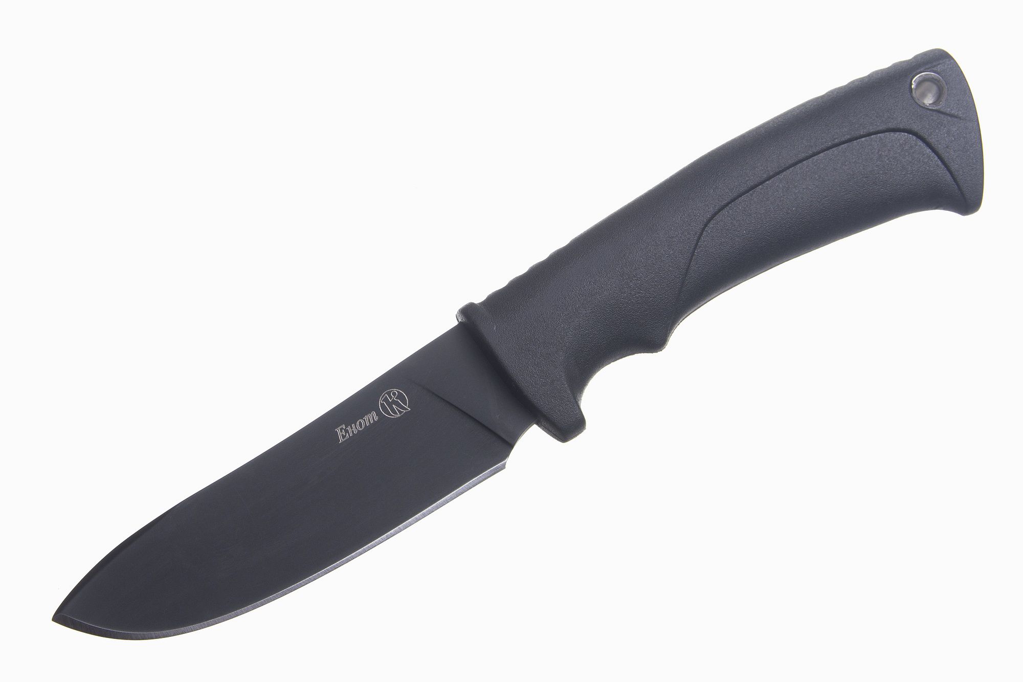 Нож Енот AUS-8, (клинок-стоунвош черный, рукоять-эластрон, ножны-плс (014305) (ПП)