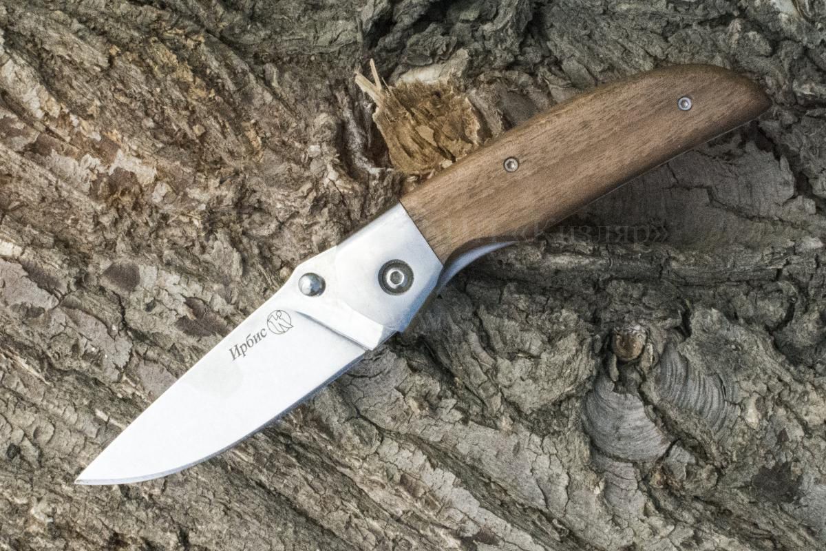 Нож складной Ирбис AUS-8, клинок-полировка, рукоять-дерево, стальные претины (011110) (ПП)