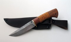 Нож Кабан дамасск малый береста (МАИ)
