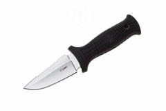 Нож Страж AUS-8 клинок-стоунвош черный, рукоять-эластрон, ножны-плс (014305) (ПП)