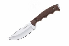 Нож Караколь AUS-8, клинок-стоунвош серый, рукоять-дерево, ножны-кожа (015101) (ПП)