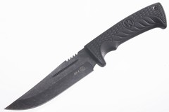Нож Ш-4 AUS-8, (клинок-стоунвош черный, рукоять-эластрон, ножны-кожа (014301) (ПП)