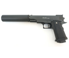 Пистолет софтэйр Galaxy G.10A пружинный, клб.: 6 мм. (Colt 1911 PD с глушителем))