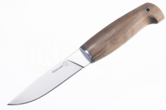 Нож Финский AUS-8, (клинок-полированный, рукоять-дерево, ножны-кожа, больстер (011161) (ПП)